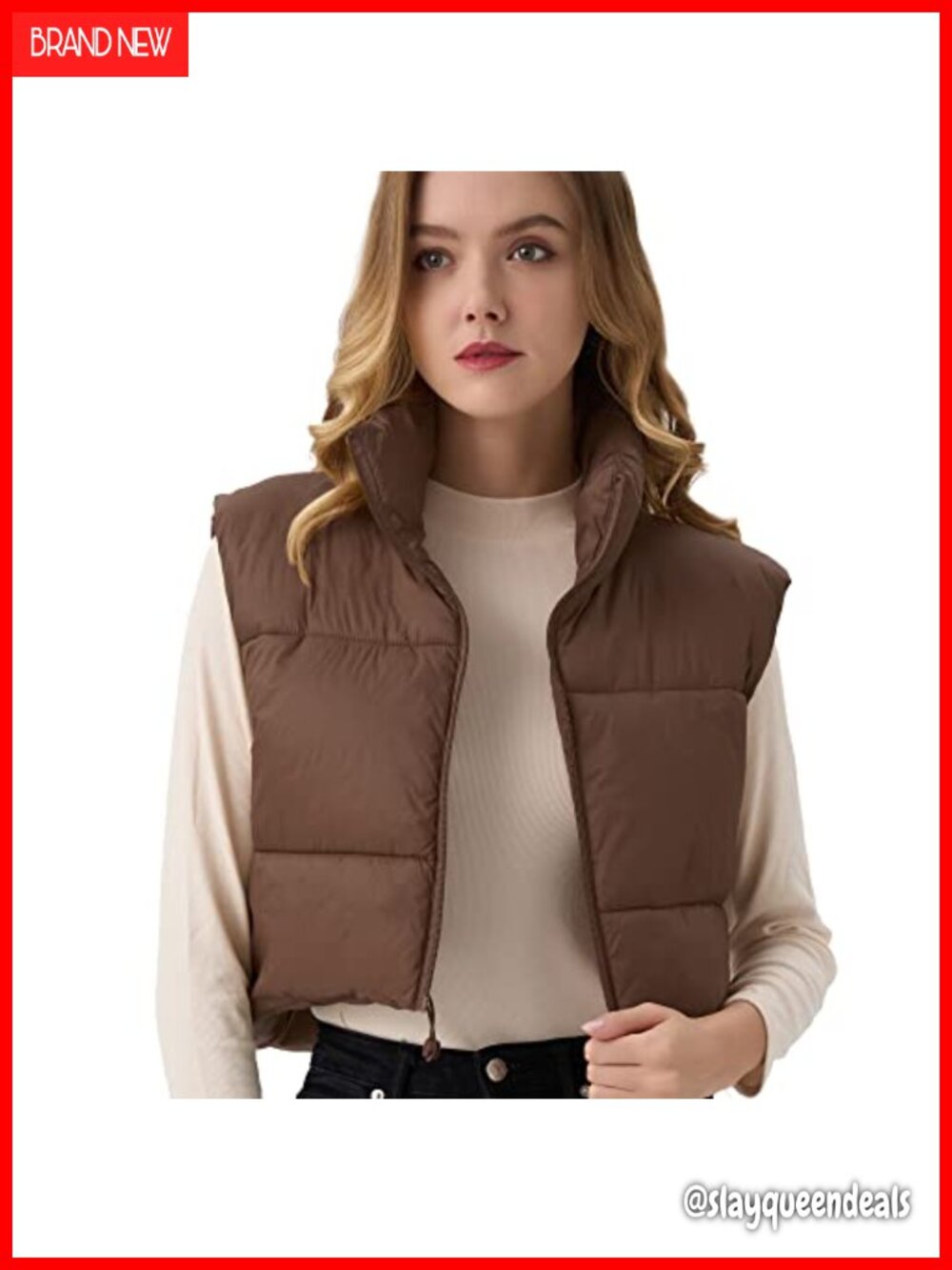 Womens Cropped Puffer Vest Lightweight Sleeveless Warm Stand Collar Padded Gilet